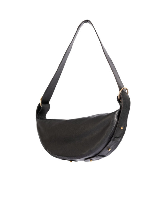 Half Moon Adjustable Shoulder Bag, Black - Teluric