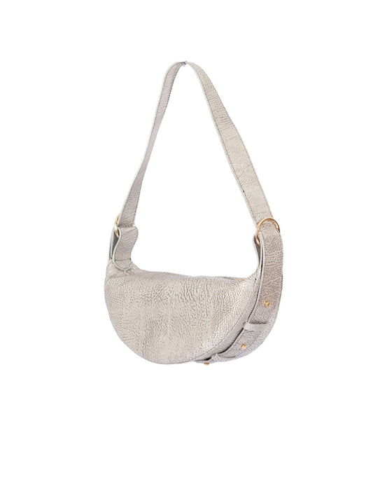 Half Moon Adjustable Shoulder Bag, Silver - Teluric
